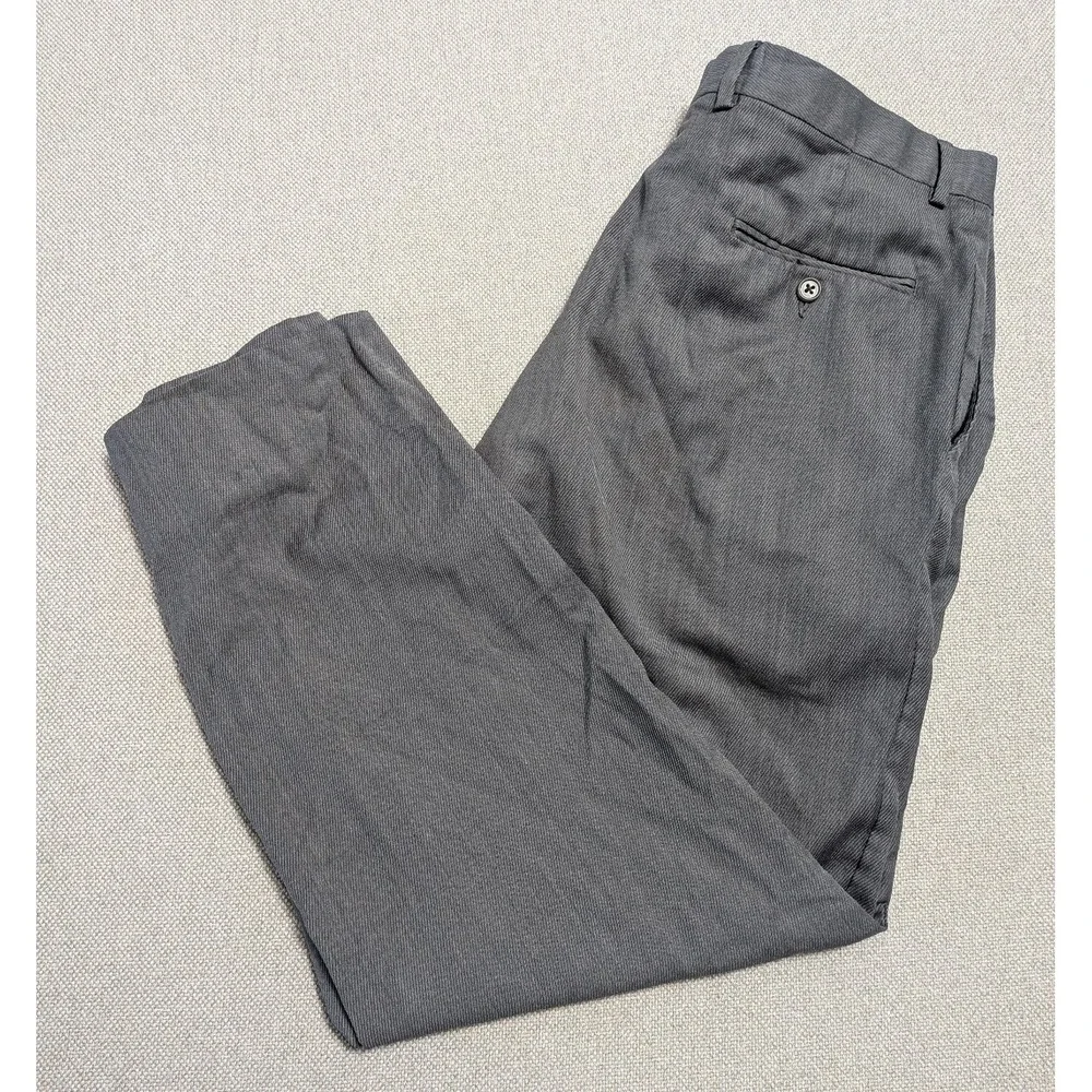Hart Schaffner Marx Men's Gray 36x30 Wool Flat Front Dress Pants Trousers Office